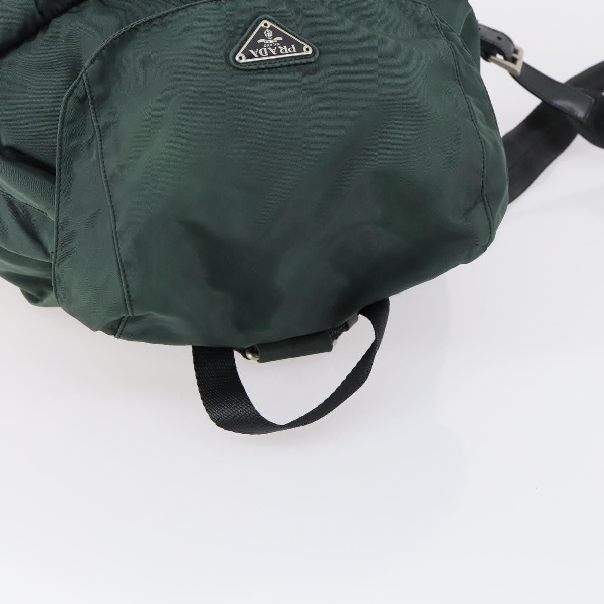 Prada Vela Double Front Pocket Backpack Tessuto With Saffiano Leather Green Nylon Backpack Bag (Pre-Owned)