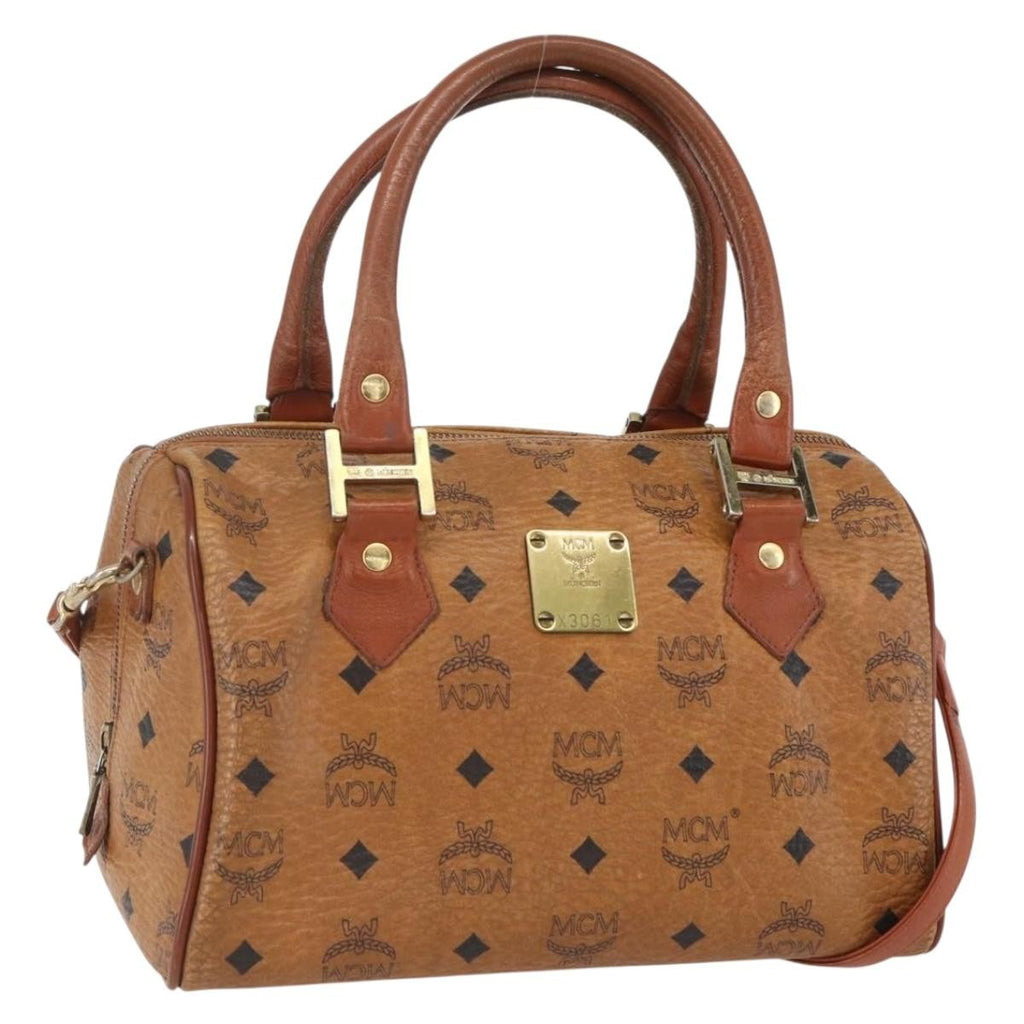 MCM Visetos Logogramme Handbag Canvas And Leather Brown Pvc Handbag (Pre-Owned)