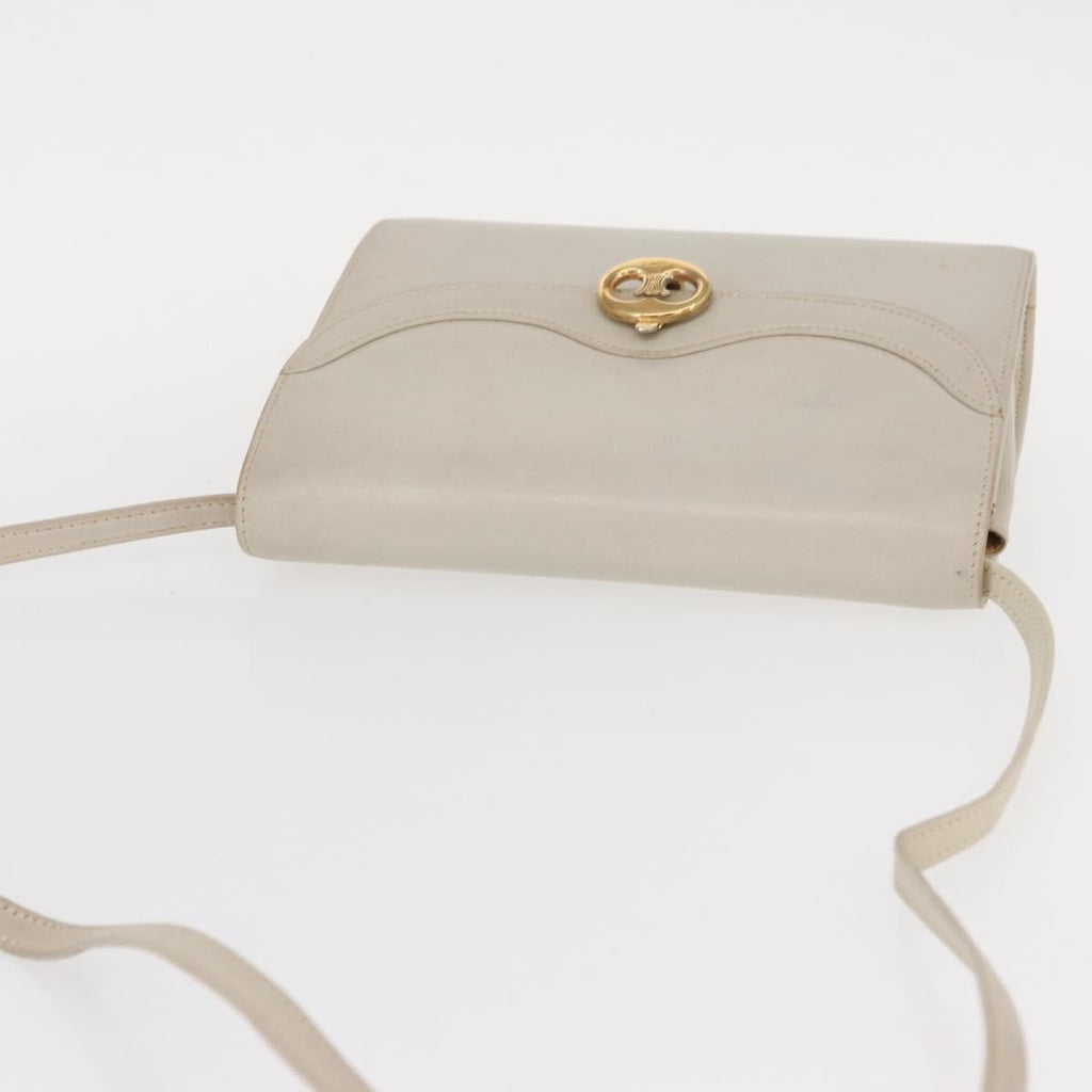 Celine Vintage Shoulder Bag Leather Ecru Leather Shoulder Bag Bag (Pre-Owned)