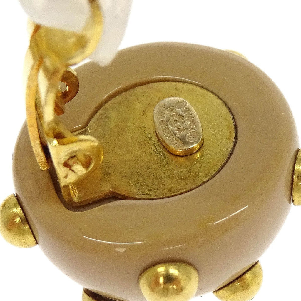 Chanel Vintage Cc Round Cutout Clip-On Earrings Metal Beige Gold_Plated Earrings Jewelry (Pre-Owned)