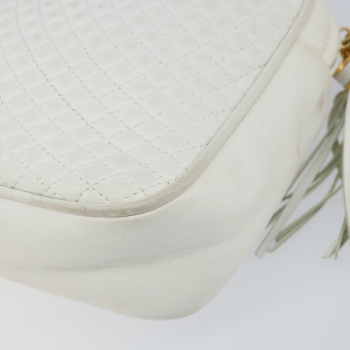 Bally Vintage Chain Shoulder Bag Quilted Leather White Leather Shoulder Bag Bag (Pre-Owned)