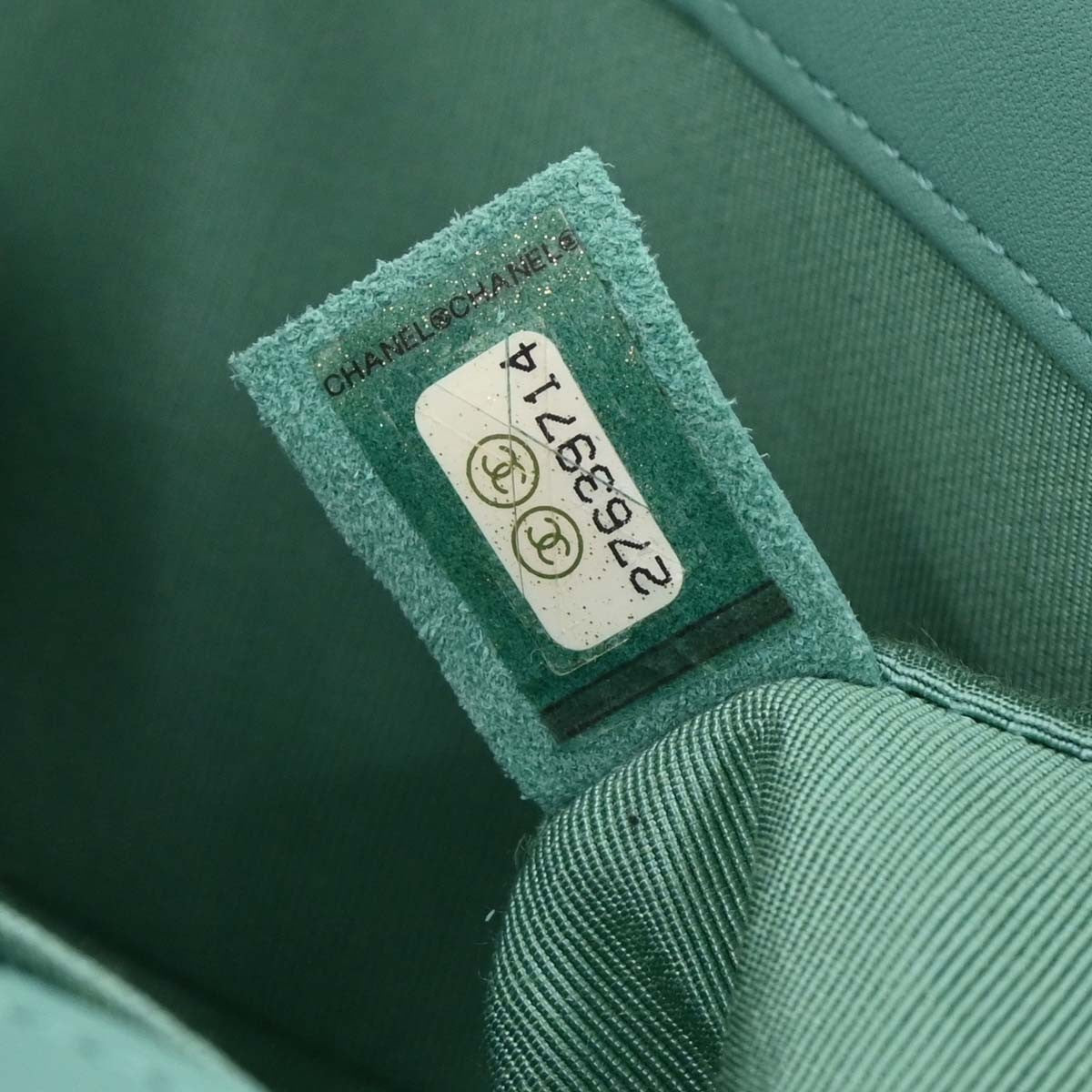 Chanel Boy Flap Bag Quilted Lambskin Green Leather Shoulder Bag Bag (Pre-Owned)