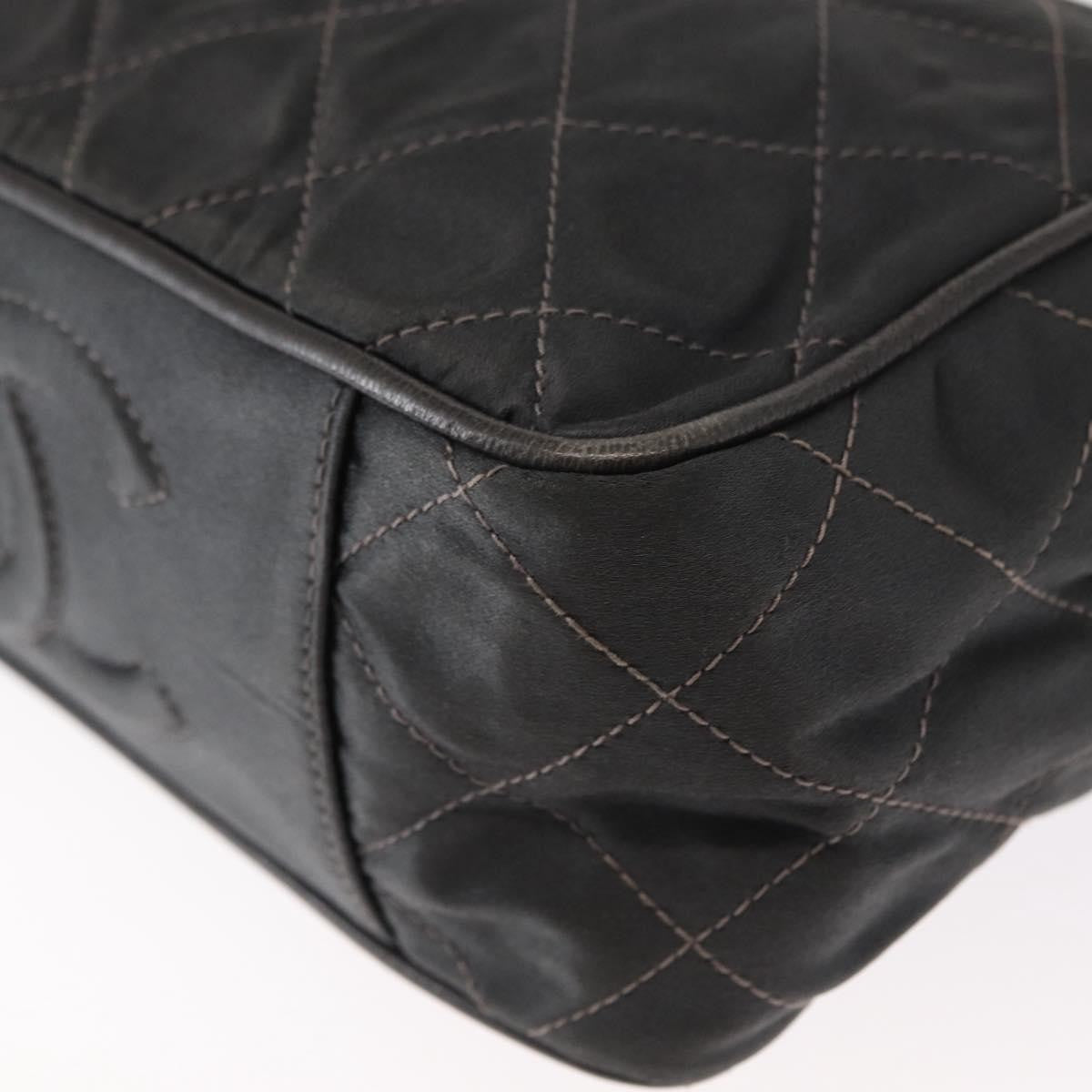 Chanel Vintage Chain Shoulder Bag Quilted Satin Gray Satin Shoulder Bag Bag (Pre-Owned)