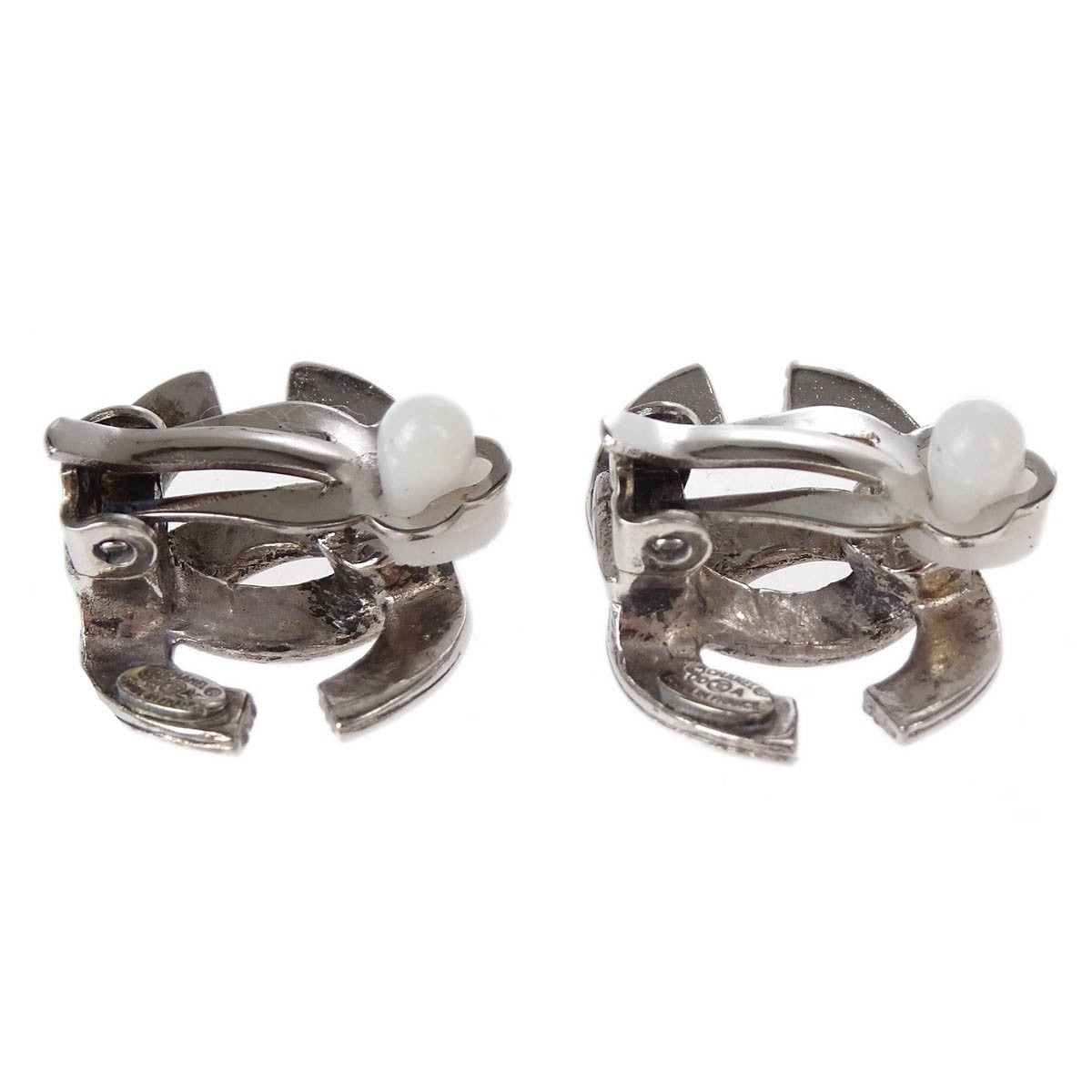 Chanel Cc Clip-On Earrings Metal Silver Silver_Plated Earrings Jewelry (Pre-Owned)