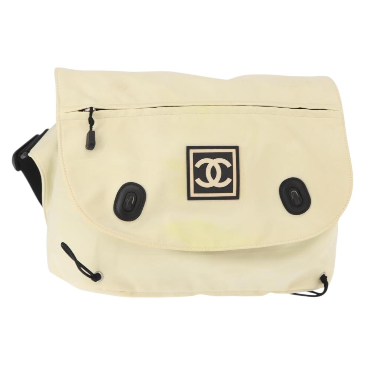 Chanel Sport Line Shoulder Bag Nylon Beige Nylon Shoulder Bag Bag (Pre-Owned)