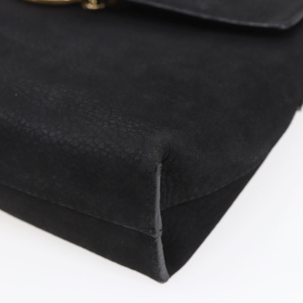 Celine Circle Logo Shoulder Bag Leather Black Leather Shoulder Bag Bag (Pre-Owned)