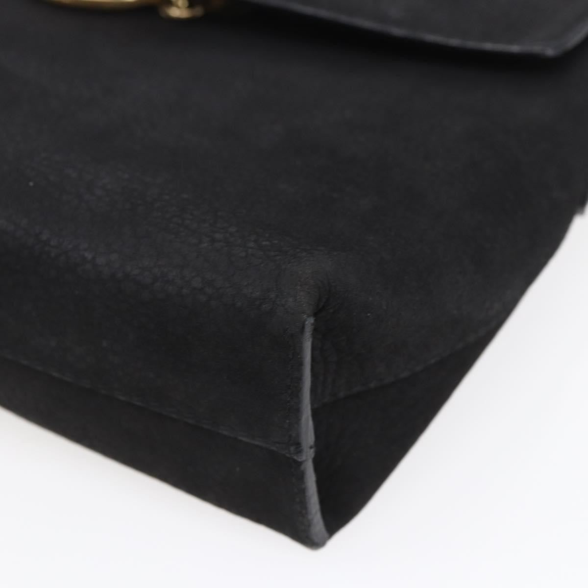 Celine Circle Logo Shoulder Bag Leather Black Leather Shoulder Bag Bag (Pre-Owned)