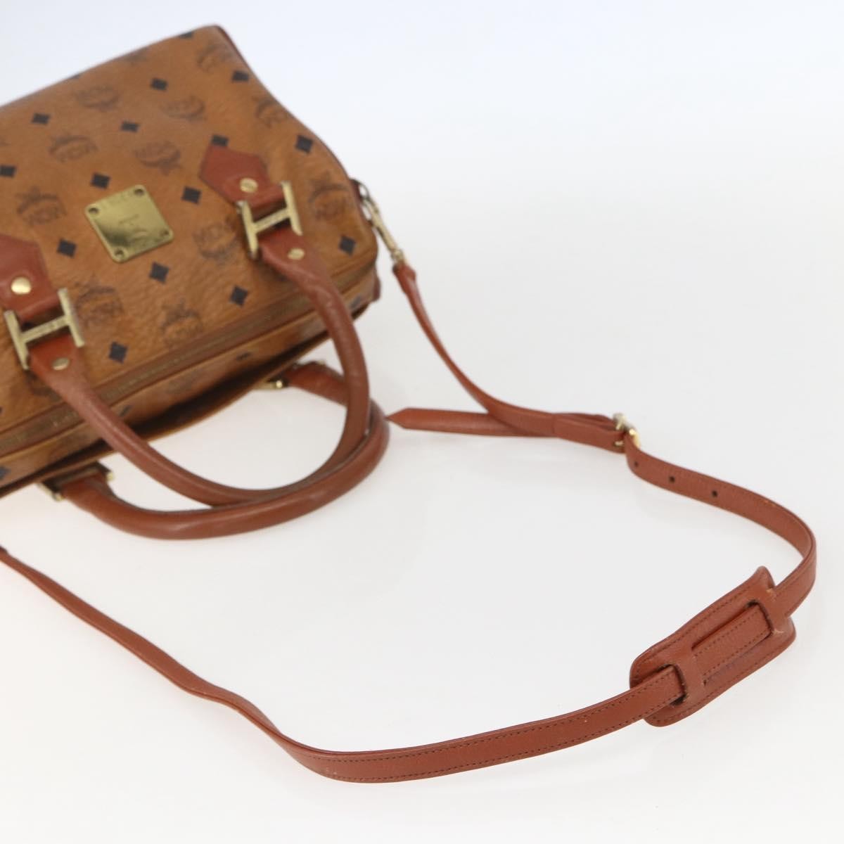 MCM Visetos Logogramme Handbag Canvas And Leather Brown Pvc Handbag (Pre-Owned)