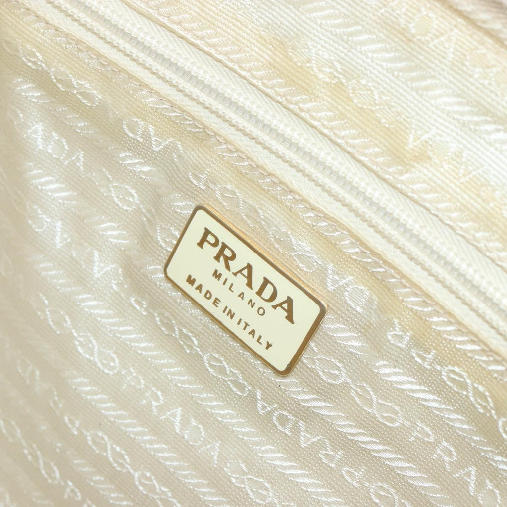 Prada Vintage Handbag Leather Beige Leather Handbag (Pre-Owned)