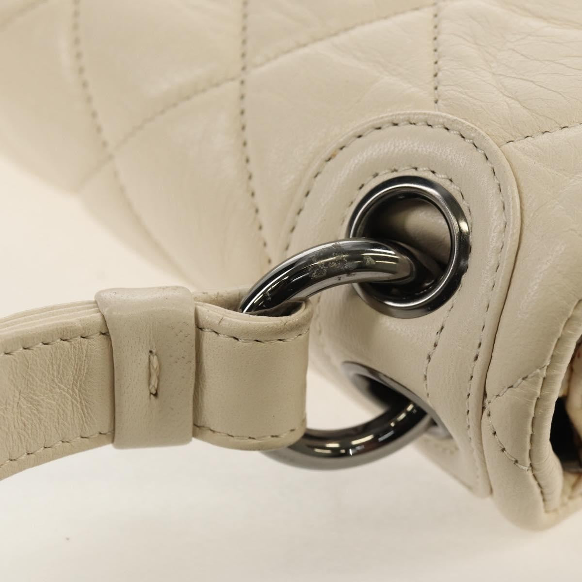 Chanel Padded Envelope Flap Bag Quilted Aged Calfskin White Leather Shoulder Bag Bag (Pre-Owned)