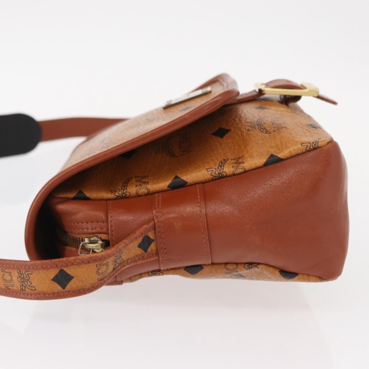 MCM Visetos Shoulder Bag Canvas And Leather Brown Canvas Shoulder Bag Bag (Pre-Owned)