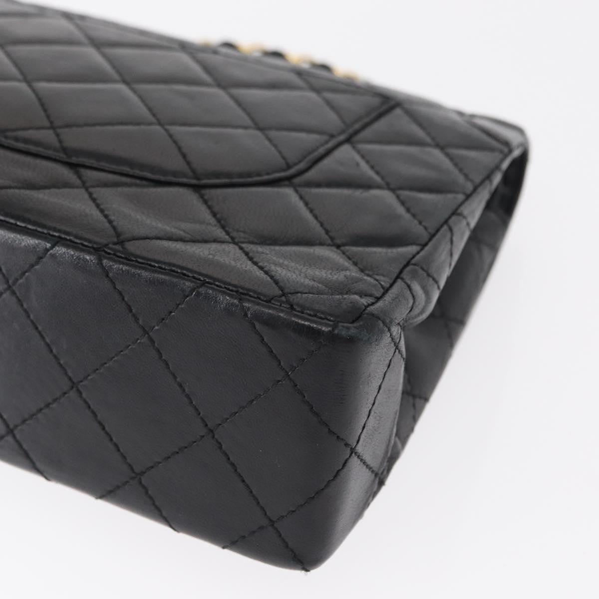Chanel Vintage Two Tone Cc Flap Bag Quilted Lambskin Black Leather Shoulder Bag Bag (Pre-Owned)