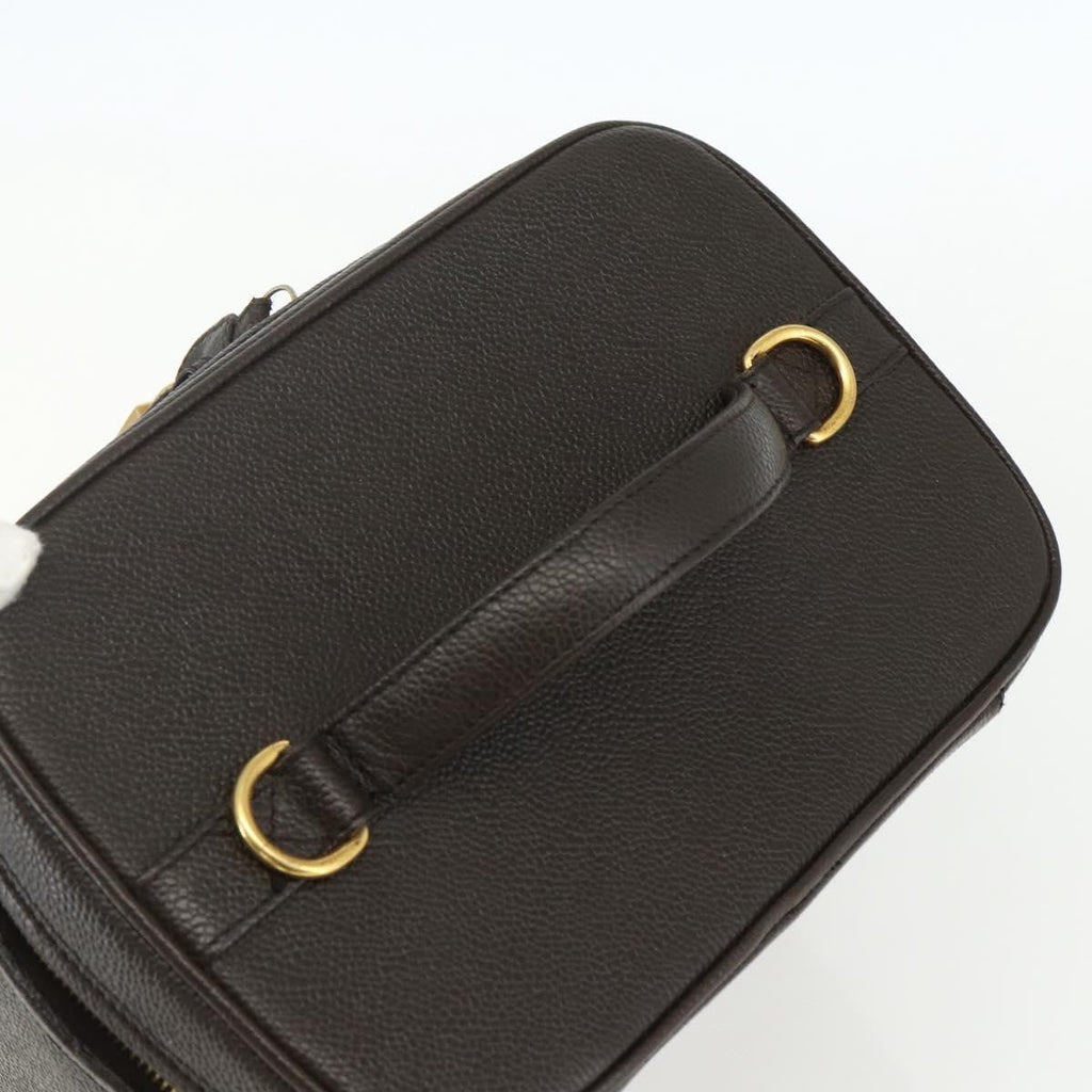 Chanel Vintage Timeless Vanity Case Caviar Brown Leather Handbag (Pre-Owned)