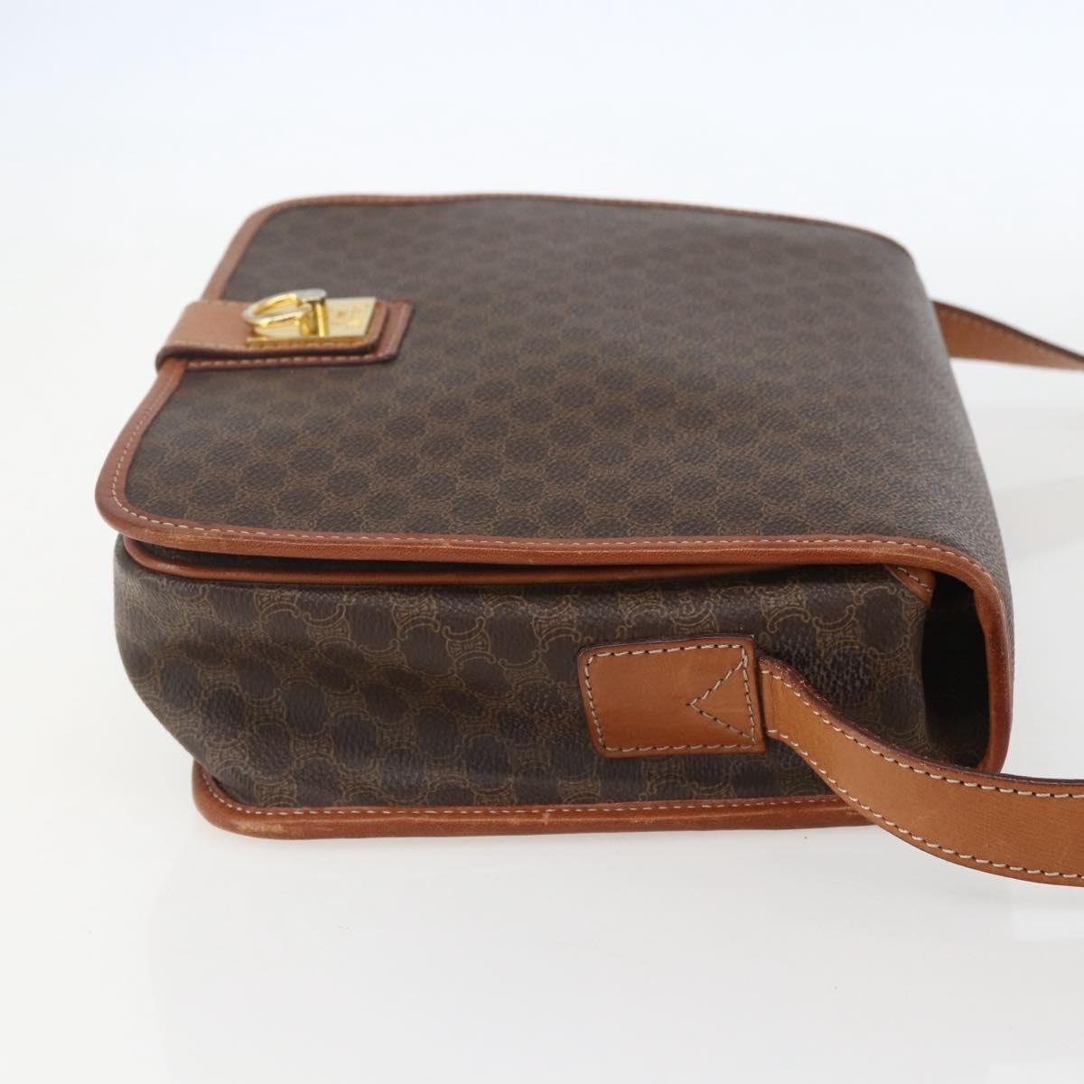 Celine Vintage Macadam Shoulder Bag Canvas And Leather Brown Canvas Shoulder Bag Bag (Pre-Owned)