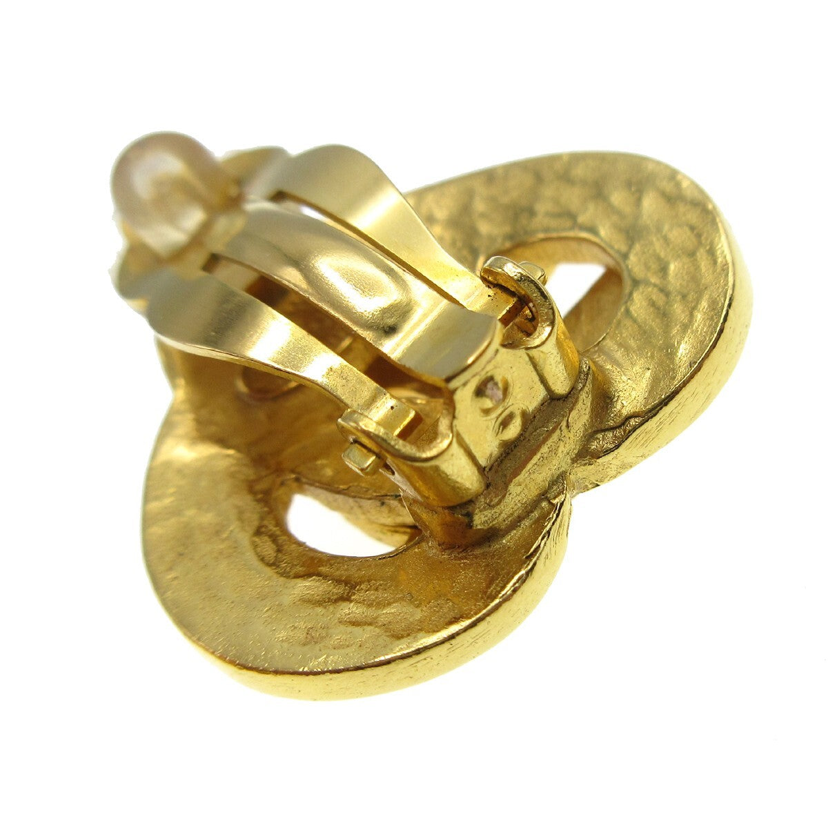 Chanel Cc Logo Heart Gold-Plated Gold Gold_Plated Earrings Jewelry (Pre-Owned)
