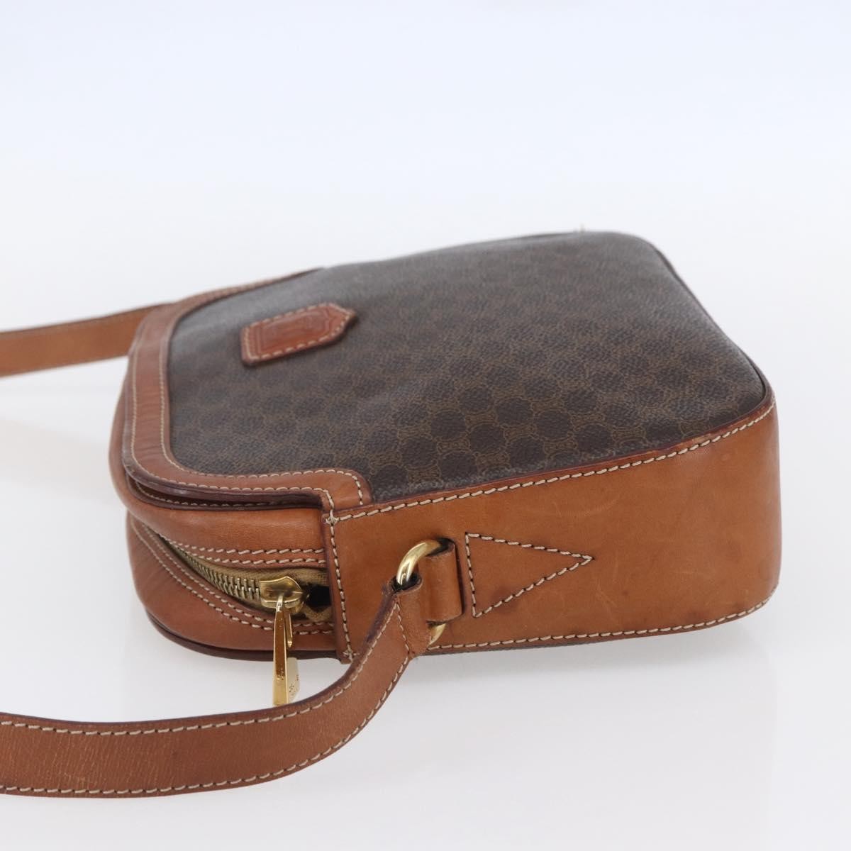 Celine Vintage Macadam Shoulder Bag Canvas And Leather Brown Canvas Shoulder Bag Bag (Pre-Owned)