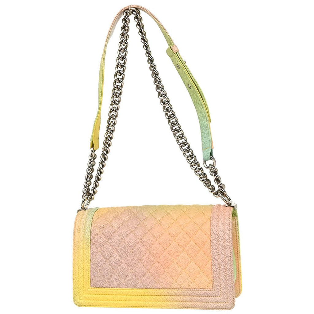 Chanel Rainbow Boy Flap Bag Quilted Painted Caviar Multicolour Leather Shoulder Bag Bag (Pre-Owned)