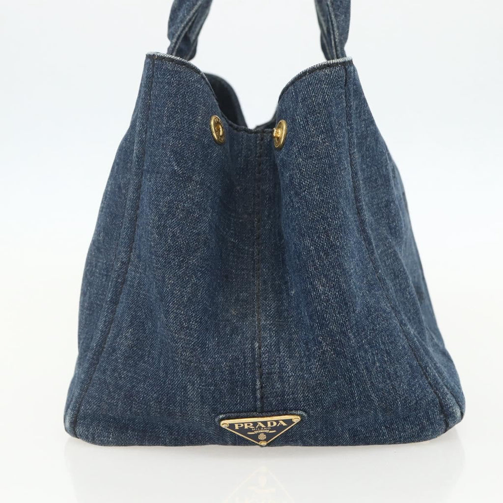 Prada Canapa Tote Denim Blue Canvas Tote Bag Bag (Pre-Owned)