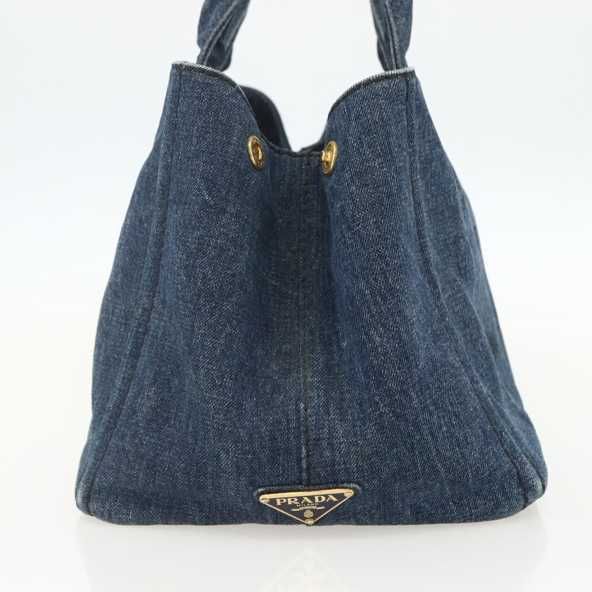 Prada Canapa Tote Denim Blue Canvas Tote Bag Bag (Pre-Owned)