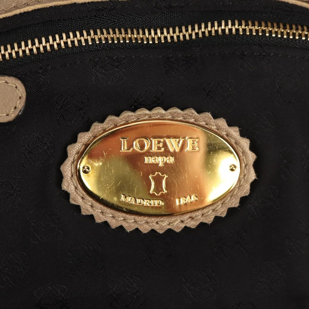 Loewe Anagram Logo Nappa Aire Hand Bag Leather Gold Leather Handbag (Pre-Owned)