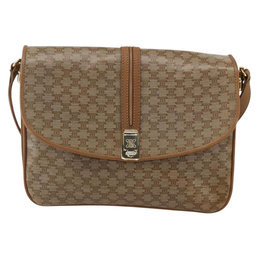 Celine Vintage Macadam Shoulder Bag Canvas And Leather Beige Canvas Shoulder Bag Bag (Pre-Owned)