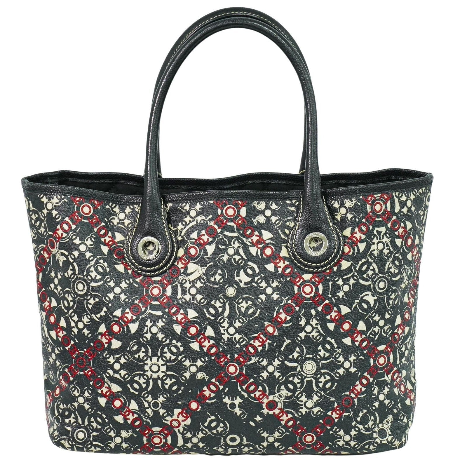 Chanel Optic Coco Tote Printed Coated Canvas With Caviar Multicolour Canvas Tote Bag Bag (Pre-Owned)