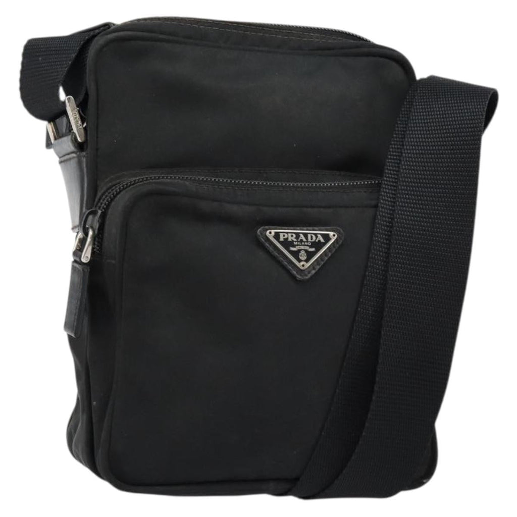 Prada Front Pocket Messenger Bag Tessuto Black Nylon Shoulder Bag Bag (Pre-Owned)