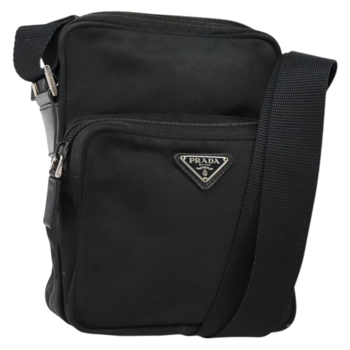 Prada Front Pocket Messenger Bag Tessuto Black Nylon Shoulder Bag Bag (Pre-Owned)