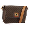 Celine Vintage Macadam Circle Logo Shoulder Bag Canvas And Leather Brown Canvas Shoulder Bag Bag (Pre-Owned)