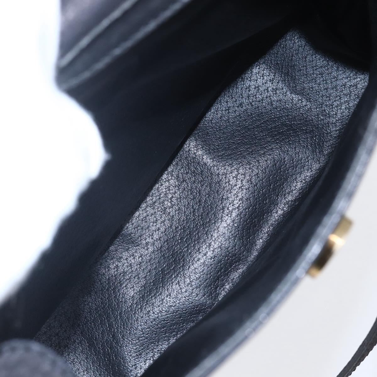 Celine Circle Logo Shoulder Bag Leather Black Leather Shoulder Bag Bag (Pre-Owned)