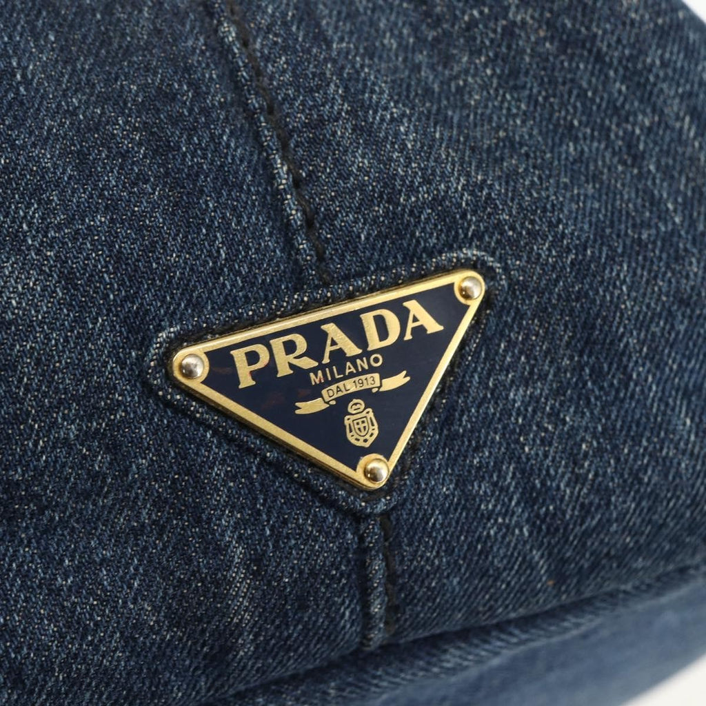 Prada Canapa Tote Denim Blue Canvas Tote Bag Bag (Pre-Owned)