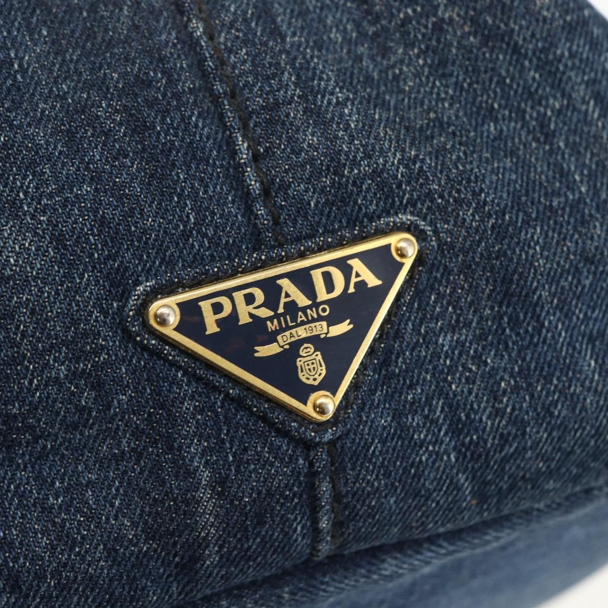 Prada Canapa Tote Denim Blue Canvas Tote Bag Bag (Pre-Owned)