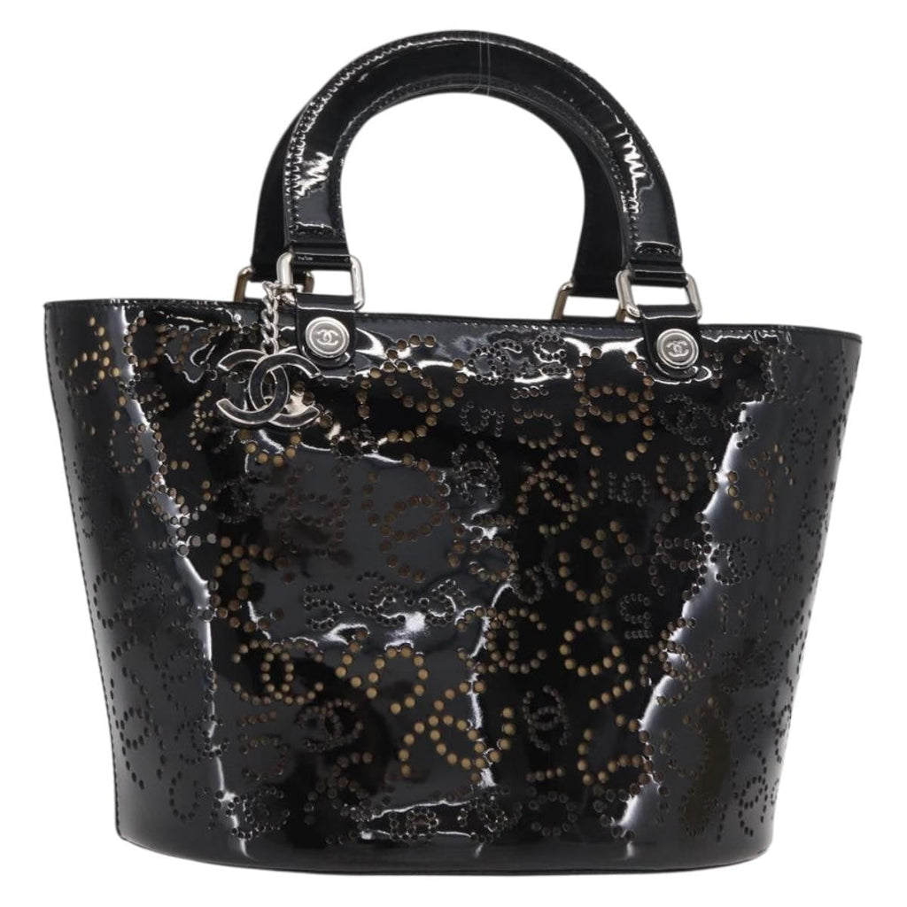 Chanel Cc No.5 Shopping Tote Perforated Patent Black Patent_Leather Tote Bag Bag (Pre-Owned)