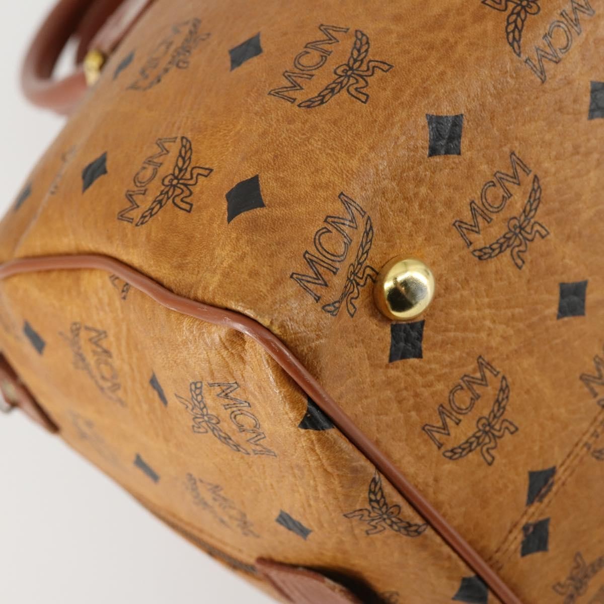 MCM Visetos Logogramme Handbag Canvas And Leather Brown Canvas Travel Bag Bag (Pre-Owned)