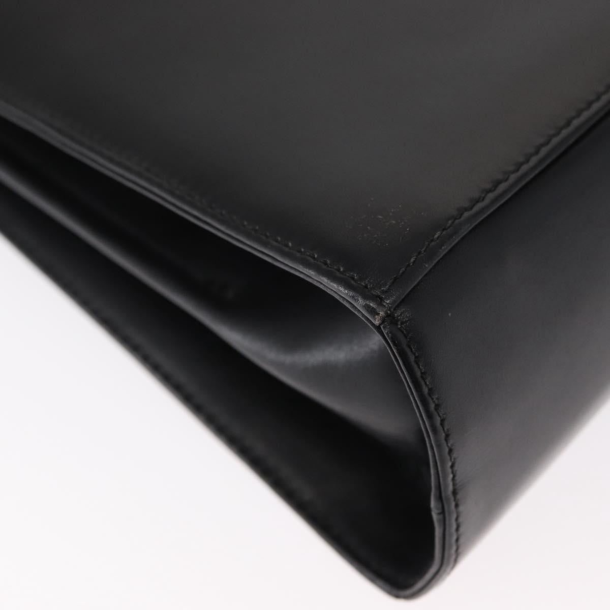 Salvatore Ferragamo Gancini Convertible Top Handle Bag Leather Black Leather Handbag (Pre-Owned)
