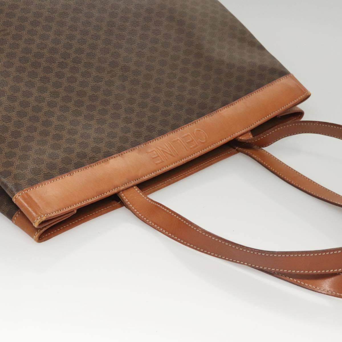 Celine Vintage Macadam Tote Bag Canvas Brown Canvas Tote Bag Bag (Pre-Owned)