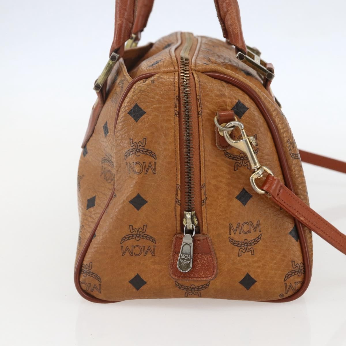MCM Visetos Logogramme Handbag Canvas And Leather Brown Pvc Handbag (Pre-Owned)