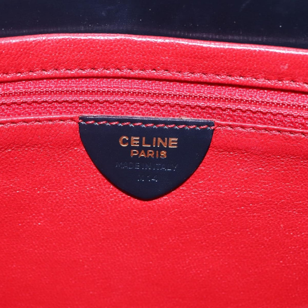 Celine Clutch Bag Leather Navy Leather Clutche & Pouche Bag (Pre-Owned)