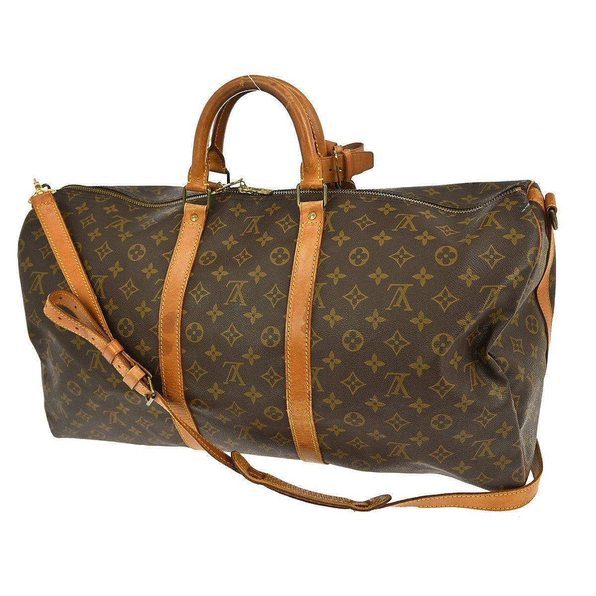 Louis Vuitton Keepall Bandouliere Bag Monogram Canvas Brown Canvas Travel Bag Bag (Pre-Owned)