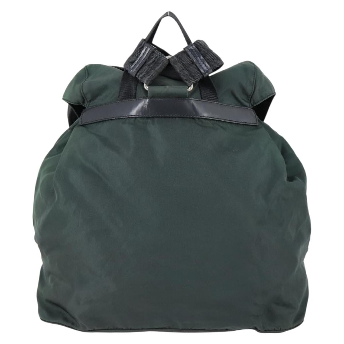Prada Vela Double Front Pocket Backpack Tessuto With Saffiano Leather Green Nylon Backpack Bag (Pre-Owned)