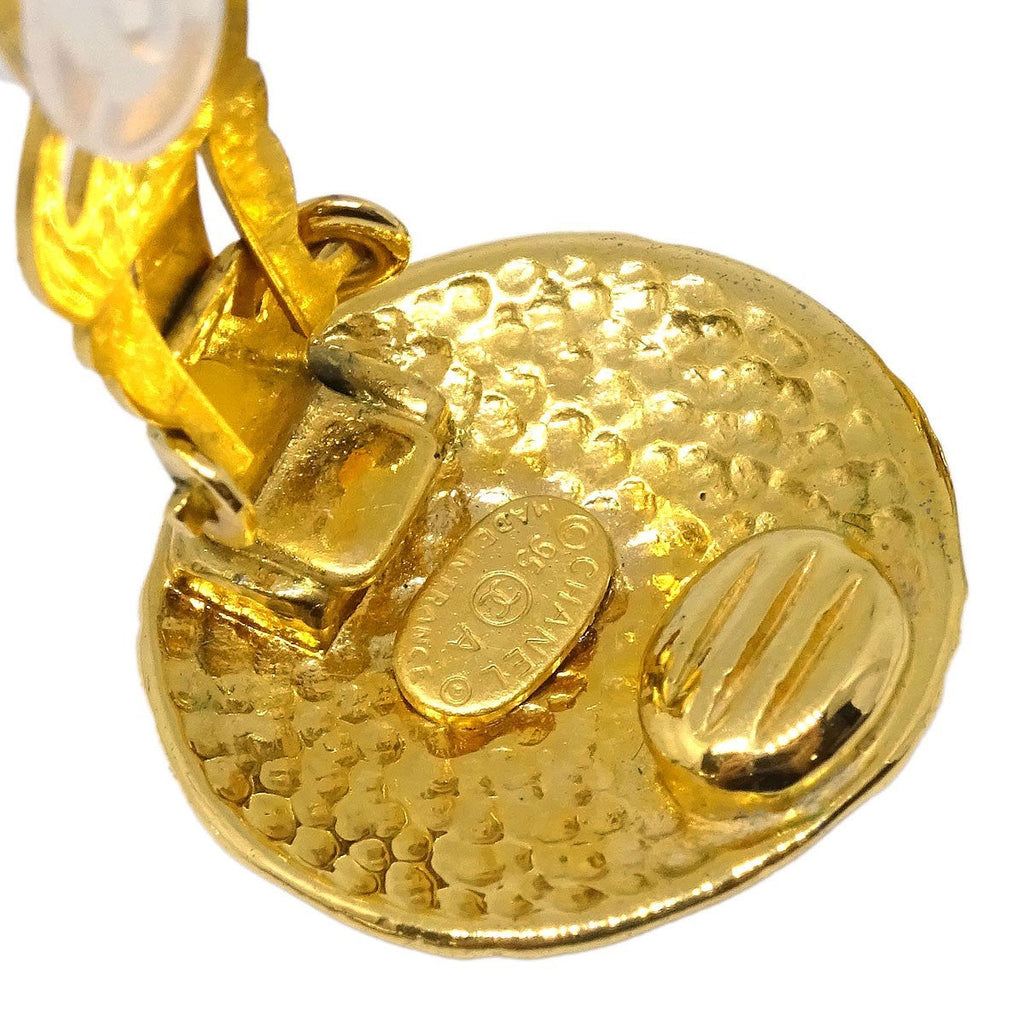 Chanel Vintage Round Cc Clip-On Earrings Metal Gold Gold_Plated Earrings Jewelry (Pre-Owned)