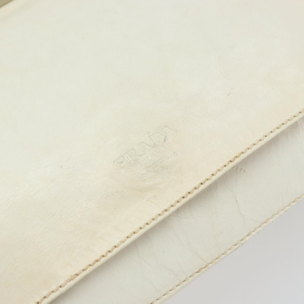 Prada Vintage Shoulder Bag Leather White Leather Shoulder Bag Bag (Pre-Owned)