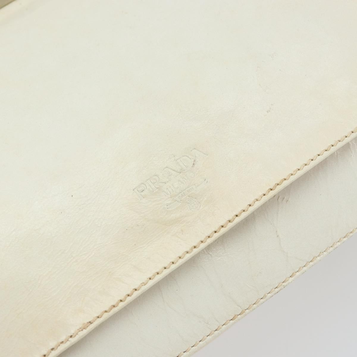 Prada Vintage Shoulder Bag Leather White Leather Shoulder Bag Bag (Pre-Owned)