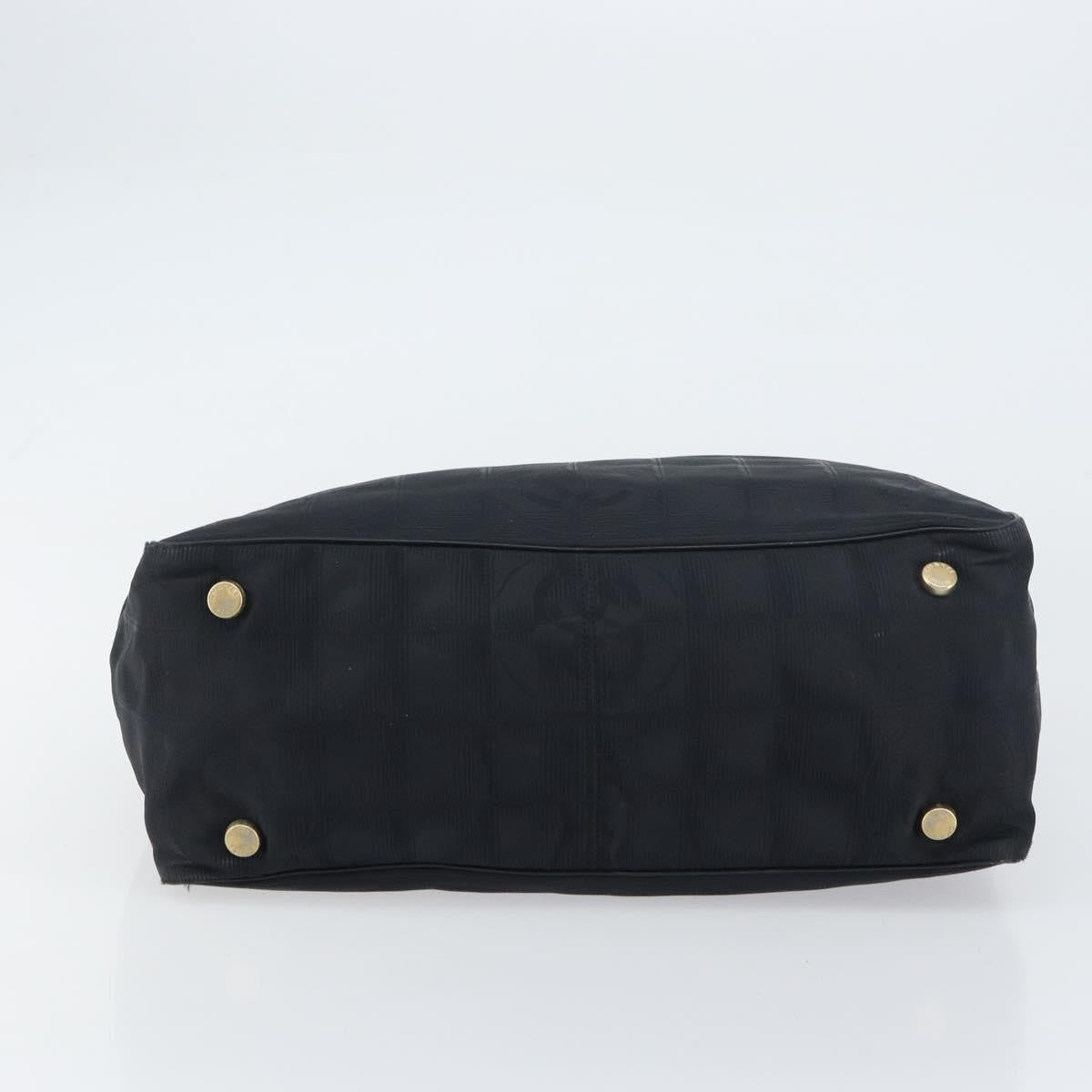 Chanel Travel Line Tote Nylon Black Nylon Tote Bag Bag (Pre-Owned)