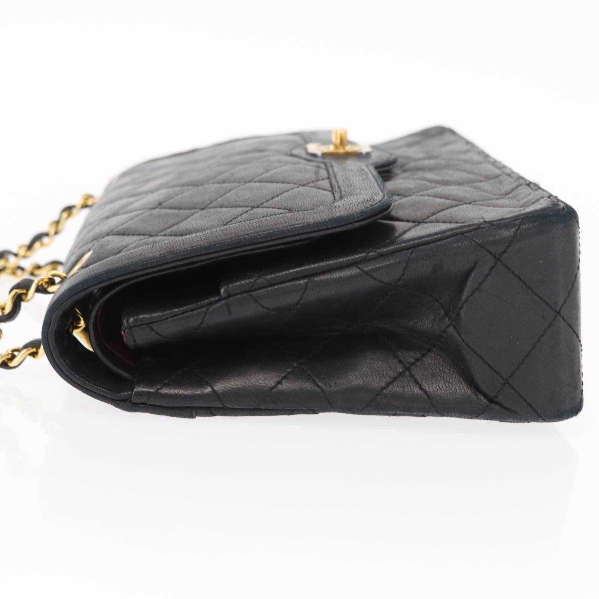 Chanel Vintage Two Tone Cc Flap Bag Quilted Lambskin Black Leather Shoulder Bag Bag (Pre-Owned)