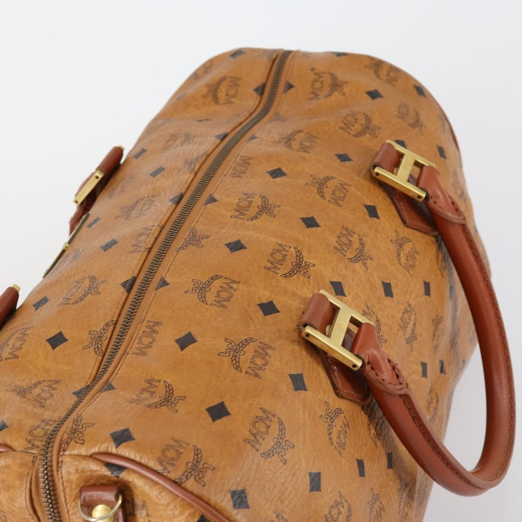 MCM Vicetos Travel Bag Logogram Boston Brown Canvas Travel Bag Bag (Pre-Owned)