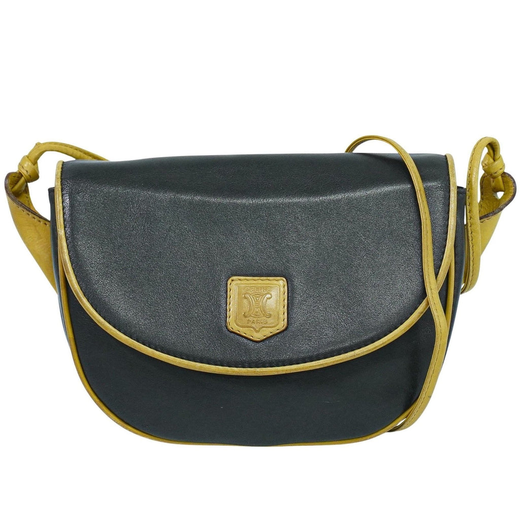 Celine Vintage Shoulder Bag Leather Black Leather Shoulder Bag Bag (Pre-Owned)