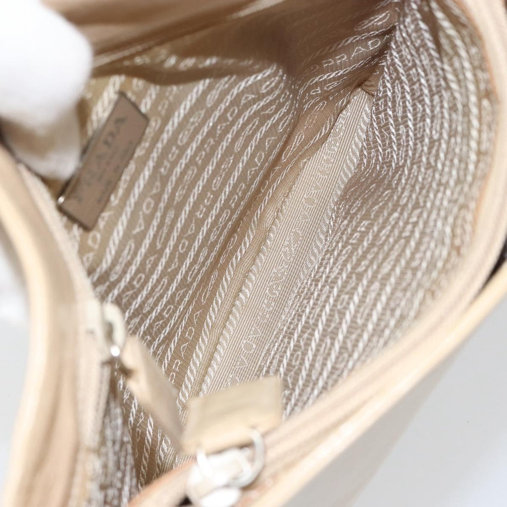 Prada Vintage Shoulder Bag Leather Beige Leather Shoulder Bag Bag (Pre-Owned)