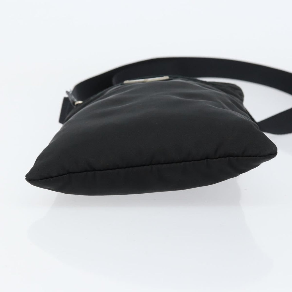 Prada Front Zip Convertible Flat Messenger Tessuto With Leather Black Nylon Shoulder Bag Bag (Pre-Owned)
