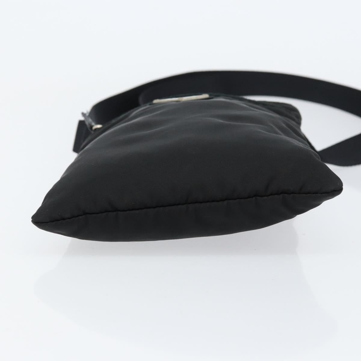 Prada Front Zip Convertible Flat Messenger Tessuto With Leather Black Nylon Shoulder Bag Bag (Pre-Owned)